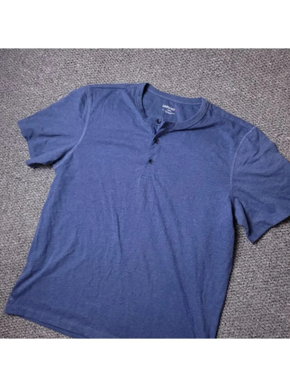 UNTUCKit Jericho Shirt Mens L Large  Blue Button Short Sleeve Cotton Polyester